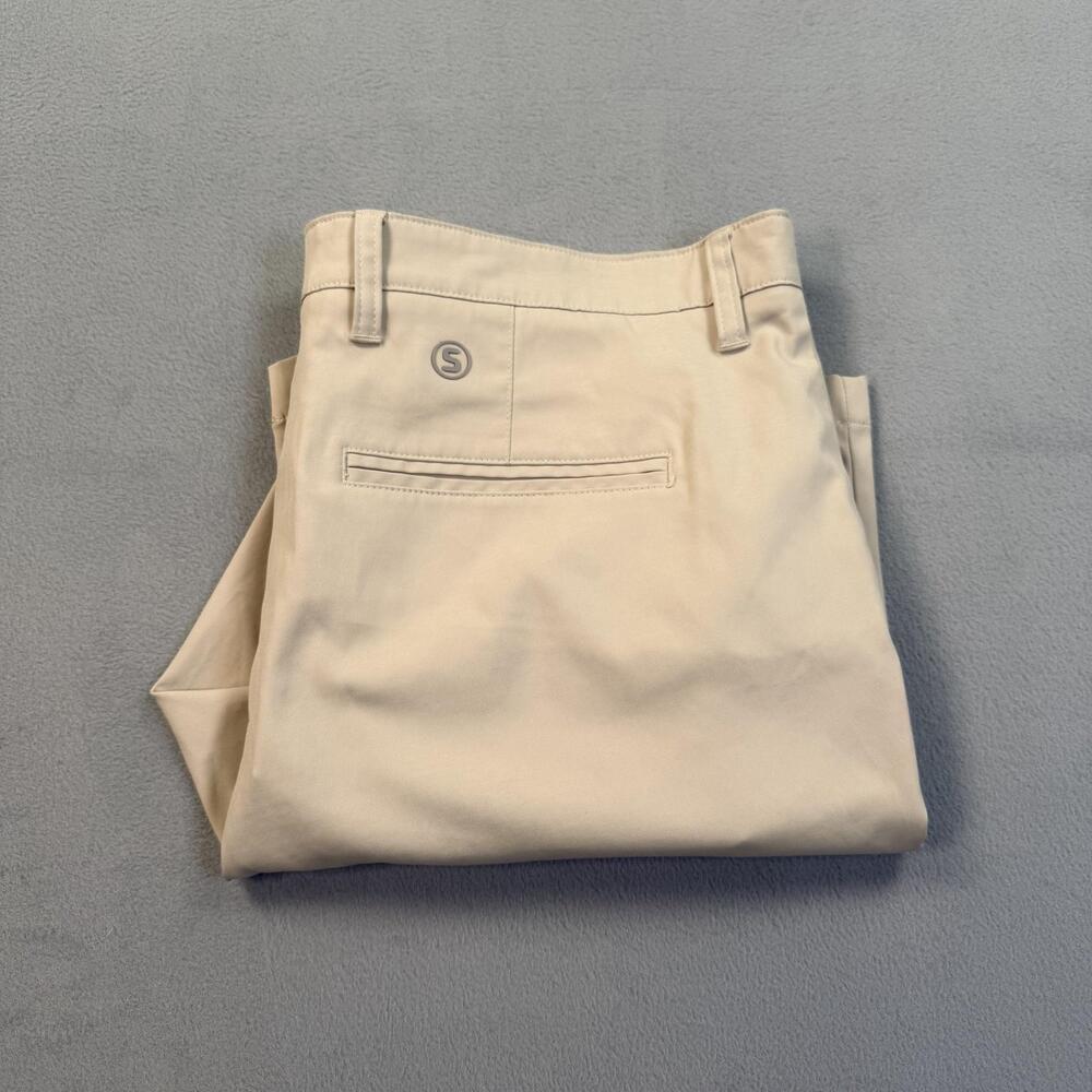 Stitch Shorts Mens 36 Beige Microfiber Chino Golf Performance Stretch Casual